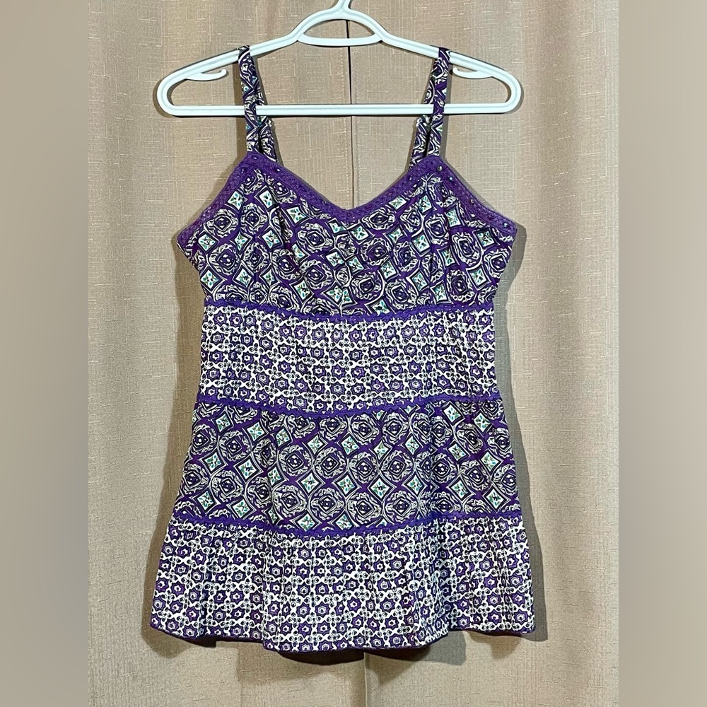 NWT Fashion Bug Small Purple Patterned Tank Top